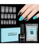 Tomicca Artificial Nails - Short Square Nail Tips for Gel Nails | 150 Pcs Soft Gel Full Cover Set with Glue | Professional Salon Quality - 15 Sizes Available - Buy Online on GoSupps.com