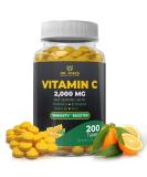 Immune Support Vitamin C 2000 mg - 200 Tablets - with Zinc Elderberry Rose Hip Echinacea - Boosts Immune System- Made in USA - Buy Online on GoSupps.com