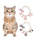 URROMA 2-Piece Adjustable Pearl Collar for Cats & Small Dogs - Stylish Bow Design Necklace - Buy Online on GoSupps.com