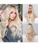 HAIRCUBE Long Blonde Synthetic Curly Wig with Dark Rooted Middle Part - Very Light Blonde for Women - Buy Online on GoSupps.com