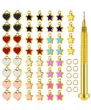 113 Pieces Dangle Nail Piercing Charms Set  Nail Art Piercing Tool Hand Drill and Colored Hearts Stars Rings Jewelry Rings for Tips  Acrylic  Gels Decorations  Colored Hearts and Stars (Chic Color) - Buy Online on GoSupps.com