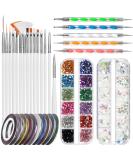 Fandamei 15-Piece Nail Art Brush Set - Gel Nails Dotting Pens & Rhinestones | Ultimate Manicure Tools - Buy Online on GoSupps.com