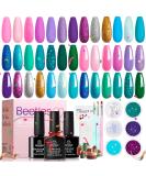 Beetles Mermaid Mantra 20-Color Gel Nail Polish Set with Glitter Soak-Off Shades - Includes Gel Base, Top Coat, Nail Brushes, and Mermaid Stickers - Buy Online on GoSupps.com