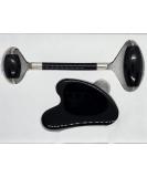 Jade Roller Gua Sha Set Natural Face Roller Skin Care Tools for Puffy Eyes Relief Anti Aging (Obsidian) - Buy Online on GoSupps.com