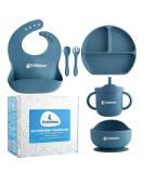 Kiddaroo Baby Weaning Set - Feeding Bib, Sippy Cup, Cutlery, Plate, Bowl - Blue | Baby Led Weaning Essentials with eBook - Buy Online on GoSupps.com