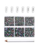 Beadsland 7200PCs Flatback Rhinestones - Clear Round Crystal Nail Gemstones Mixed Sizes SS3-SS10 Green Volcano Color with Wax Pencil Kit for Handicrafts - Buy Online on GoSupps.com