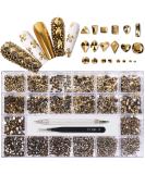 Yzzseven 12 Types 600 Diamonds +2500 Flat Rhinestones Mix 20 Styles Rhinestone Crystals Set for Nail Art DIY (Mined Gold) - Buy Online on GoSupps.com