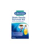 Dr.Beckmann Stain Devils Survival Kit Removes Over 40 Stubborn Stains Fast Acting - Tough Staines Removed In 3 Minutes 1 X Stain Devil - Cooking Oil & Fat Remover 1 X Stain Devil - Tea Red Wine Fruit And Juice Remover 1 X Stain Devil - Ball Point Ink And  - Buy Online on GoSupps.com