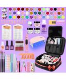 Professional Acrylic Nail Kit for Beginners - 42 Colors, Glitter Powder, Monomer Liquid, Drill, UV Light & Bag Case - Buy Online on GoSupps.com