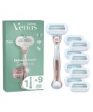 Gillette Venus Deluxe Smooth Sensitive Rose Gold Women's Razor + 9 Blade Refills 5 Diamond Like Coated Blades - Buy Online on GoSupps.com