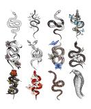 Ooopsiun 12 Large Sheets Snake Temporary Tattoos | Waterproof Body Fake Tattoo Sticker | Men Women 3D Cobra Mamba Viper Arm Tattoos - Buy Online on GoSupps.com