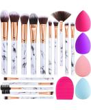 Makeup Brushes DUAIU 15PCs Marble Makeup Brush Set Premium Synthetic Kabuki Powder Blush Contour Foundation Concealer Eyeshadow Brushes with Makeup Sponge and Cleaner Brush Egg A Grey - Buy Online on GoSupps.com