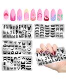 Mwoot Nail Stencil Stamp Set - 4 Geometric Leopard Pattern Plates for French Nail Art Manicure - International Shipping Available - Buy Online on GoSupps.com