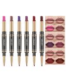 6pcs Matte Lipstick & Lip Liner Set - Long Lasting Waterproof Nude & Dark Brown - 24 Hour Moisturizing Lip Makeup Kit - Buy Online on GoSupps.com