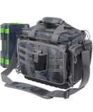VISMIX Fishing Tackle Bag with 2pcs 3600 Tackle Trays - Large Water-Resistant Storage Bag with Rod Holder, Black Camo - Buy Online on GoSupps.com