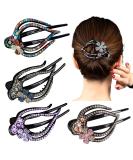 Yusier 4PCS Heart Style Ponytail Hair Clip Duckbill Clips with Rhinestones Headdresses for Women Diamond Hair Clips with Flower Rhinestone Barrettes Sparkly Prom Hair Clips (Plum Blossom) - Buy Online on GoSupps.com