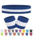 Facath Striped Welding Tape Set | Sport Headband & Terry Bracelet Set for Basketball - Blue & White - Buy Online on GoSupps.com
