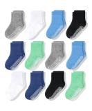 CozyWay Kids Non Slip Cotton Crew Socks - 12 Pairs, Anti-Skid Striped Design for Children 3-5 Years, Toddler Boys & Girls - Buy Online on GoSupps.com