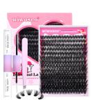 wiwoseo Russian Cluster Lashes Kit - Individual Eyelash Extensions with Glue (0.07D Volume, 9-16MM) - Buy Online on GoSupps.com
