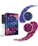 Laza Body Glitter - Holographic Chunky Sequins & Glitter Glue for Festival Makeup | Pink Violet Purple Red | 2 Jars for Women & Girls - Buy Online on GoSupps.com