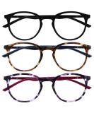 Opulize MET Blue Light Filter Reading Glasses - 3 Pack Slim Round Frame - Enhanced Sleep & Comfort for Gaming - Black Brown Purple - +2.00 Diopter - Buy Online on GoSupps.com
