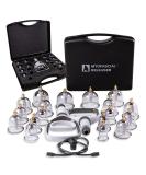 Myofascial Releaser Professional Cupping Therapy Set - 18 Multi-Sized Vacuum Cups with Hand Pumps and Cupping Book - Ideal for Massage Therapists - Buy Online on GoSupps.com