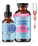 Organic Focus Drops for Kids - Attention and Focus Supplement with Ginkgo Biloba - Genius Drops Focus Supplement for Kids - Clinically Tested Attention and Focus for Kids & Teens - Kids Focus 1 Oz - Buy Online on GoSupps.com