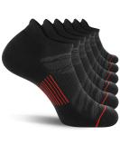 FITRELL Men's 6 Pack Ankle Running Socks Low Cut Cushioned Athletic Sports Socks Black+Red - Size 9-12 - Buy Online on GoSupps.com