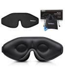 Wellsync 100% Blackout Sleep Mask for Women Men | Comfortable Contoured Eye Cups | 3D Pillowy Soft Light Blocking Eye Mask with Nose Cover | Includes Earplugs | Black - Buy Online on GoSupps.com
