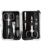 Buy Three Swords Germany 6 pcs Manicure Set 'Genova' - Black Dotted Artificial Leather Nail Care Kit with Scissors Clippers Glass & Sapphire Files - Buy Online on GoSupps.com
