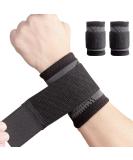 YUNYILAN 2 Pack Black Large Wrist Brace Carpal Tunnel Compression Wristbands for Pain Relief - Breathable Support Sleeves for Work, Fitness, Weightlifting - Sprains, Tendonitis - Buy Online on GoSupps.com