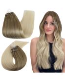 Ugeat Real Hair Microring Extensions - Ombre 60cm | Light Brown to White Blonde | 50g 1g Hair Highlights - Buy Online on GoSupps.com