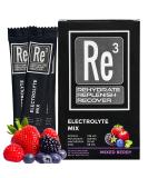Re3 Electrolyte Powder Packets - Sugar-Free Low Calorie Vitamins & Minerals | Mixed Berry Flavor for Rehydration & Recovery - Buy Online on GoSupps.com