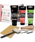 Marabu Block Printing Kit - Linocut with Ink, Cutter, Rubber Block & Brayer Roller - Linoleum Printmaking Starter Set - Buy Online on GoSupps.com