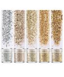 5 Set Holographic Chunky Glitter Nail Sequins for Body, Face, Hair - Gold & Silver Shades - Buy Online on GoSupps.com