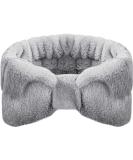 Premium Coral Fleece Spa Headband for Women | Elastic Hair Wrap | Ideal for Makeup Shower & Skin Care - Gray - Buy Online on GoSupps.com