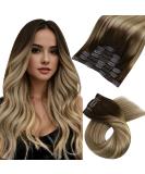 Moresoo Real Hair Clip-In Extensions - Balayage 7PCS 120g 40cm | Double Brown to Light Brown with Gold Blonde #3/8/22 - Buy Online on GoSupps.com