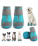 Jzxoiva Large Dog Shoes 4PCS/Set | Breathable Booties for Hardwood Floors & Outdoor Paw Protection | Reflective Strips for Safety | Ideal for Winter, Snow, Hot Pavement | Blue, Width 2.55 inch | 63-78 lbs - Buy Online on GoSupps.com