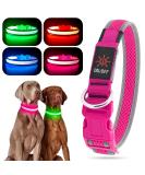 YFbrite Rechargeable LED Dog Collar - Pink Medium | Adjustable Light up Collar for Safety and Visibility at Night | Suitable for Puppy, Small, Medium, Large Dogs - Buy Online on GoSupps.com