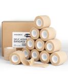 Self Adhesive Bandage Wrap - 12 Pack | 2 Inch x 5 Yards | Cohesive Medical & Sports Tape for Athletic Support Wrist & Ankle Injuries - Buy Online on GoSupps.com