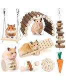 Hamster Chew Toys Set Small Animal Molar Toys Teeth Care Wooden Accessories for Guinea Pigs,Chinchillas,Gerbils,Mice,Rats,Mouse Rodents Toy Swing Seesaw Bridge (Wood) - Buy Online on GoSupps.com