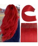 Aison Tape in Hair Extensions 18 Red 100% Remy Human Hair 20pcs 40g/pack - Straight & Thick - Buy Online on GoSupps.com