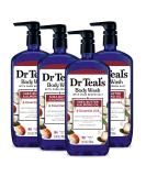 Dr Teal's Body Wash 24 fl oz - Pack of 4 with Epsom Salt, Shea Butter & Almond Oil - Buy Online on GoSupps.com