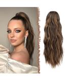 Feshfen 45cm Wavy Ponytail Hair Extension - Black & Caramel Brown Synthetic Braid - Perfect for Women - Buy Online on GoSupps.com