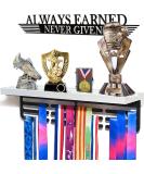 TL TONLOK Trophy and Medal Display Shelf, Medal Holder Display with Wooden Trophy Shelf, Medal Hanger Display, Race Medal Rack Always Earned Never Given with 50+Easy to Install (White) - Buy Online on GoSupps.com