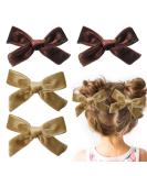 4Pcs Velvet Bow Hair Clips for Girls and Women - Brown Rosegold - 3.8 Inch - Christmas Hair Accessories - Buy Online on GoSupps.com