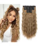Clip in Hair Extensions REECHO 5PCS Brown Hair Extensions 24" Thick Long Loose Waves hair extensions HE002 Invisible Lace Weft Natural Soft Hairpieces for Women C Light Brown with Blonde Highlights - Buy Online on GoSupps.com