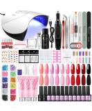Professional Gel Nail Polish Kit with UV Light, Drill, Poly Extension Gel, Gel Polish, Glitter, Nail Rhinestones - Salon Quality All-in-One Manicure Starter Kit for Women - Buy Online on GoSupps.com