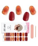 Kalolary Semi-Cured Gel Nail Wraps - Amber Full Wrap Stickers | Long Lasting Salon Quality for Autumn | Includes Nail File & Wood Stick - Buy Online on GoSupps.com