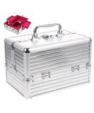 Frcolor Aluminum Makeup Vanity Case - Silver Cosmetic Organizer Box for Travel & Storage - Buy Online on GoSupps.com